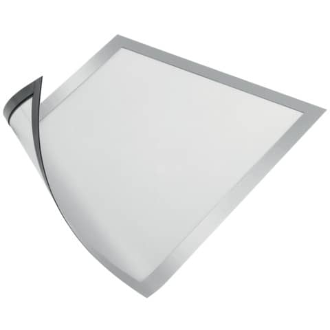 Cornici con pannello magnetico Durable DURAFRAME® MAGNETIC A4 PVC rigido argento met. 236x323 mm conf. 5 - 486923